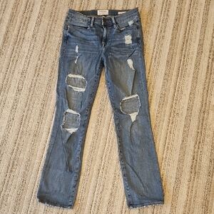 Frame Denim Ripped Blue Skinny Jeans